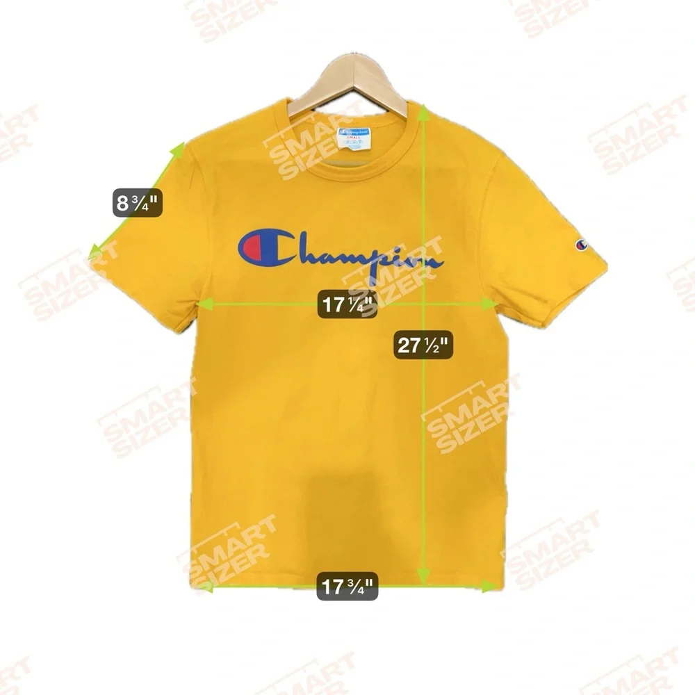 Champion Tee T Shirt Mens Small Yellow Knit Short‎ Sleeve Crew Neck 100% Cotton
